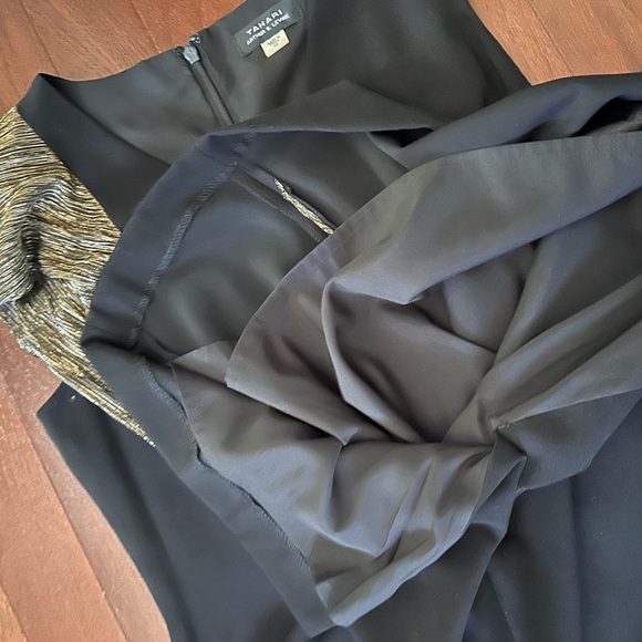 TAHARI ASL Women's Black Metallic-ruffle Cocktail Sheath Dress Reg $128 Size 10 - Picture 10 of 11